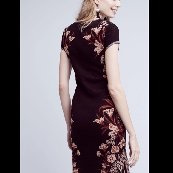 Anthropologie Dresses & Skirts - Knitted & Knotted Metallic Floral Sweater Dress  L